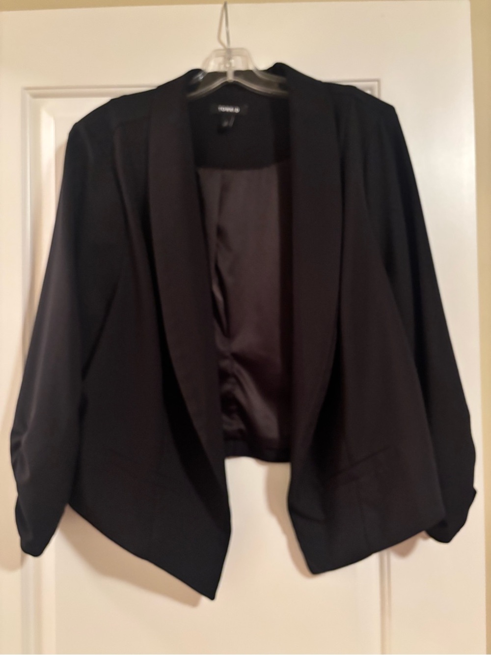 Torrid Black Open-Front Draped Blazer Jacket